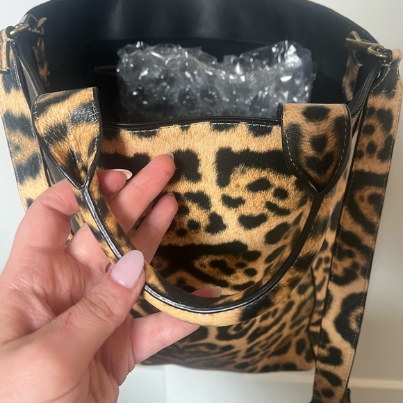 DRIES VAN NOTEN leather leopard tote with shoulder strap - Picture 4 of 12